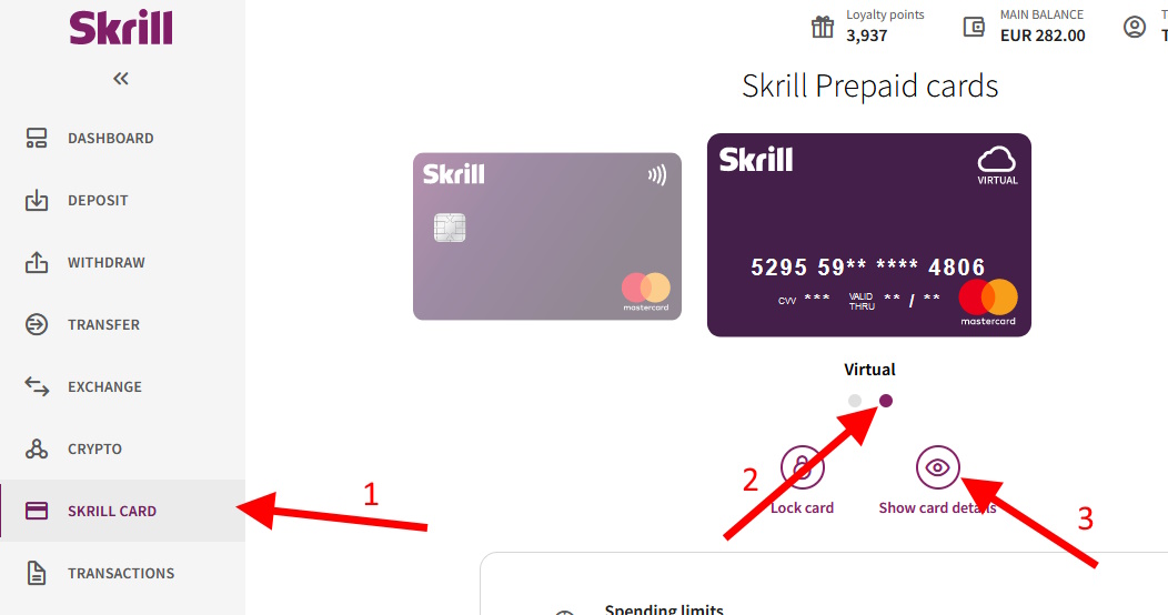 Virtuali mokėjimo kortelė Skrill