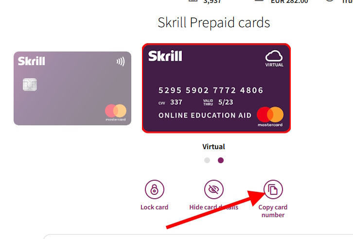 Virtuali mokėjimo kortelė Skrill
