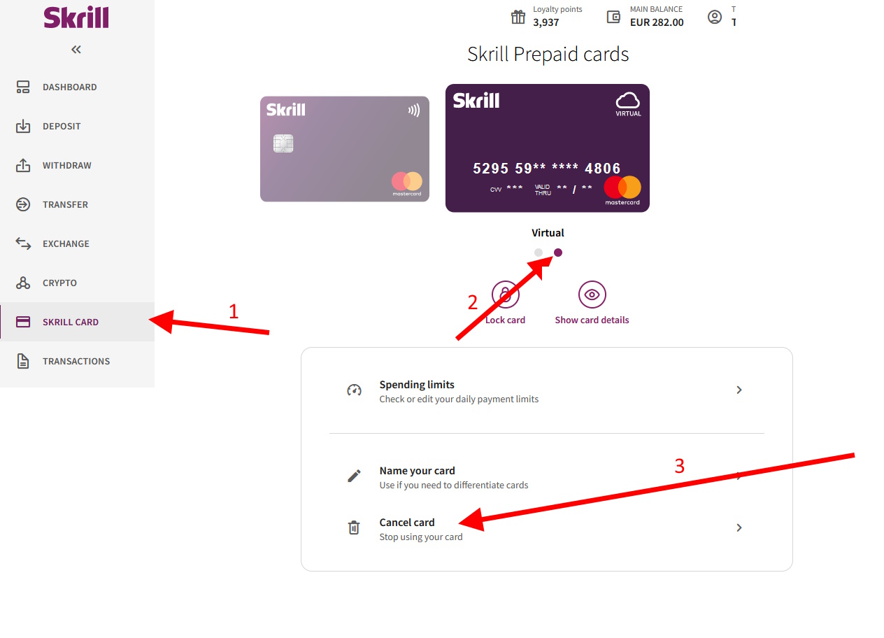 Virtuali mokėjimo kortelė Skrill