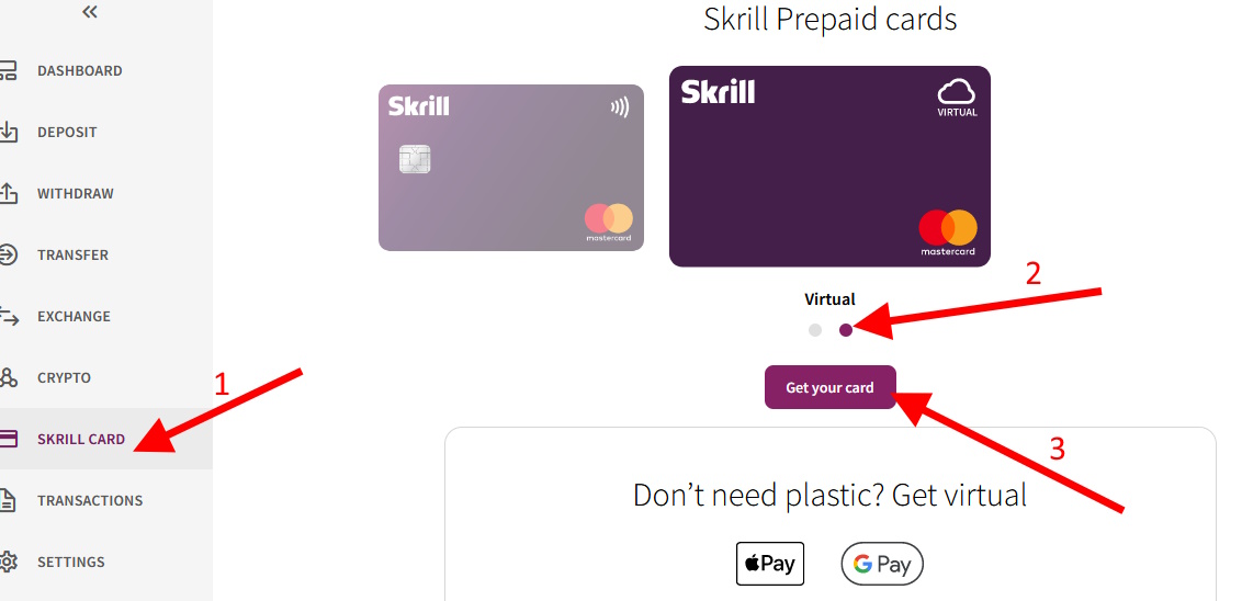 Virtuali mokėjimo kortelė Skrill