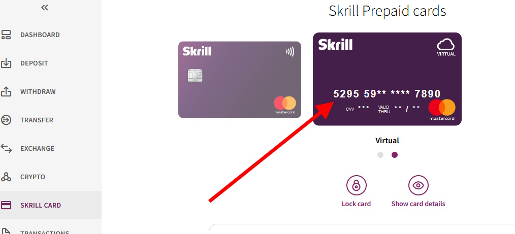 Virtuali mokėjimo kortelė Skrill